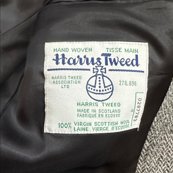 Harris Tweed Herringbone Wool Gray Men's Blazer - Picture 3 of 12